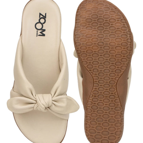 Elegant Women's Leather Slippers with Knot Tie Design L 135