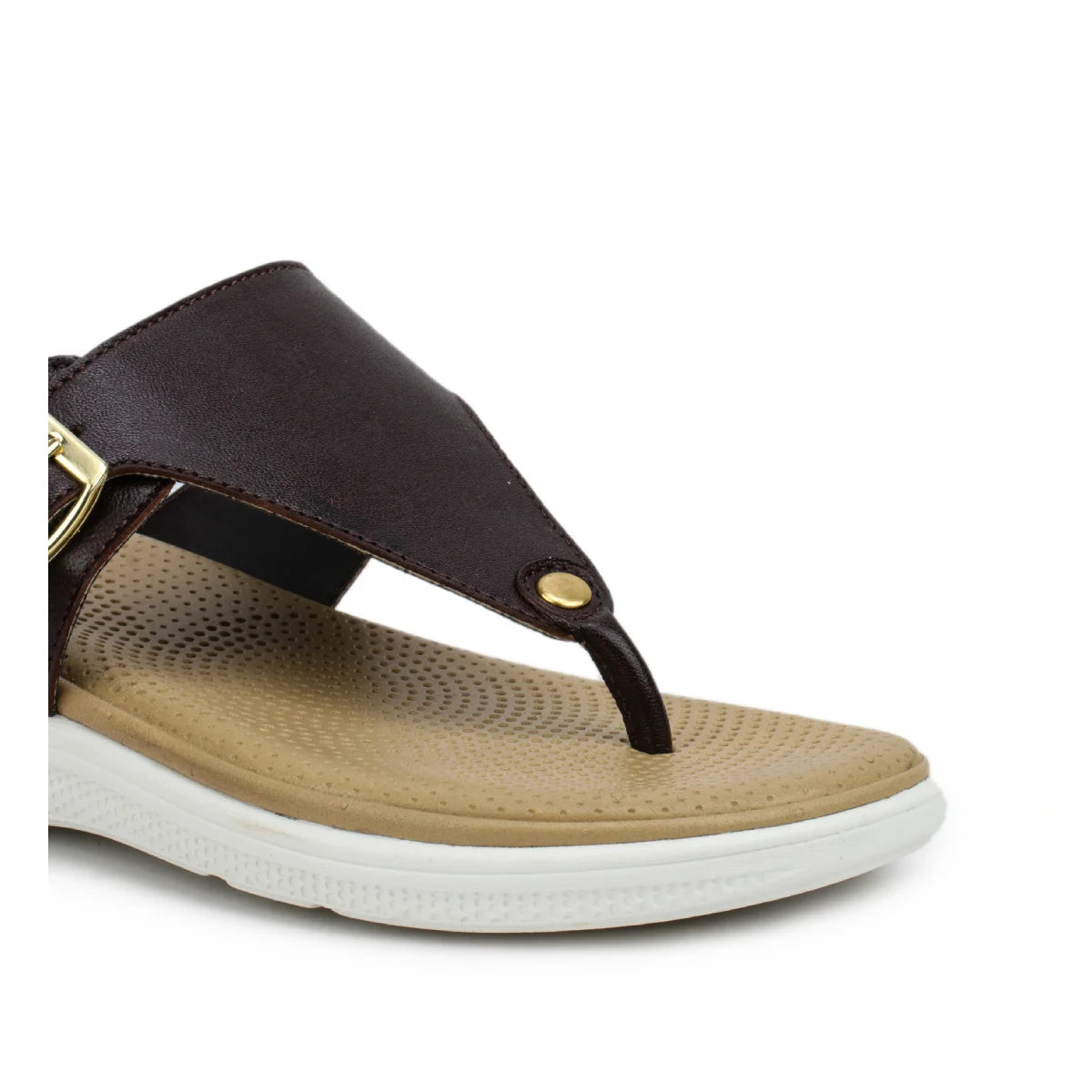 Leather Slippers For Women 7525 – V-Toe Monk Strap Flats with Cushioned Insole - Zoom Shoes India