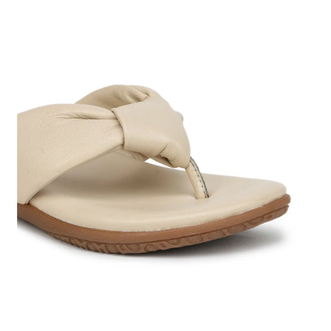 Women’s Leather Slippers L 132 – V-Toe Tie Knot Design with Cushioned Insole