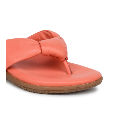 Women’s Leather Slippers L 132 – V-Toe Tie Knot Design with Cushioned Insole