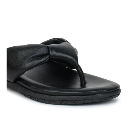 Women’s Leather Slippers L 132 – V-Toe Tie Knot Design with Cushioned Insole