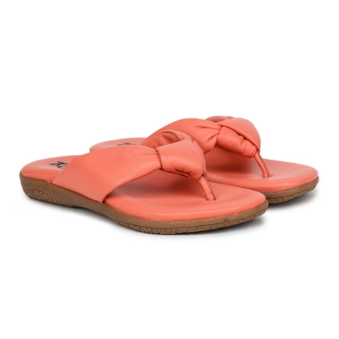Women’s Leather Slippers L 132 – V-Toe Tie Knot Design with Cushioned Insole