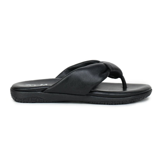 Women’s Leather Slippers L 132 – V-Toe Tie Knot Design with Cushioned Insole