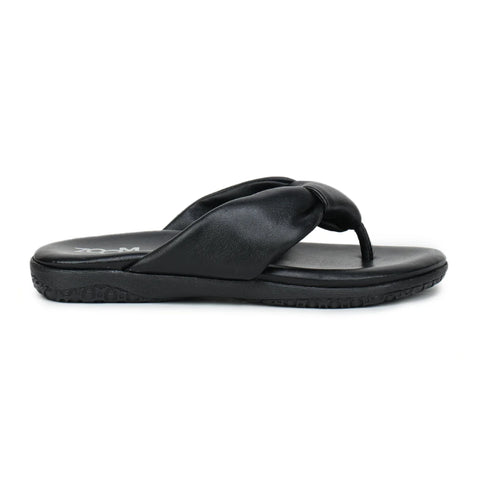 Women’s Leather Slippers L 132 – V-Toe Tie Knot Design with Cushioned Insole