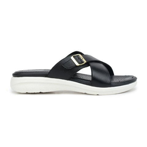 Women’s Leather Slippers 7515 – Criss-Cross Buckle Design