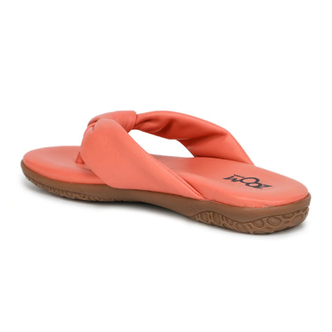 Women’s Leather Slippers L 132 – V-Toe Tie Knot Design with Cushioned Insole