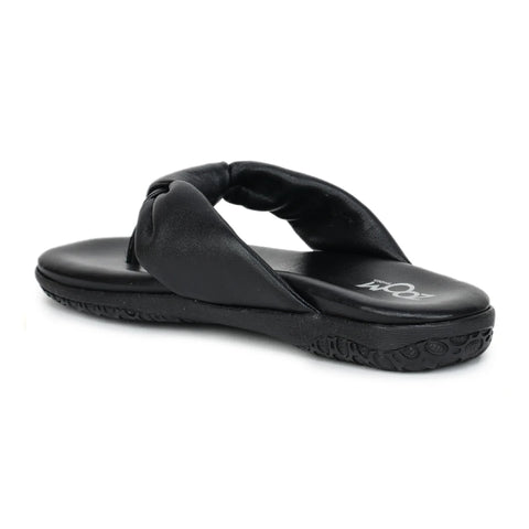 Women’s Leather Slippers L 132 – V-Toe Tie Knot Design with Cushioned Insole