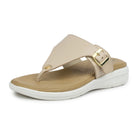 Leather Slippers For Women 7525 – V-Toe Monk Strap Flats with Cushioned Insole - Zoom Shoes India