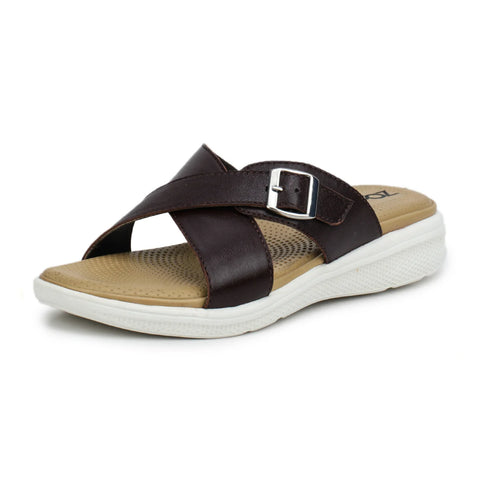 Women’s Leather Slippers 7515 – Criss-Cross Buckle Design