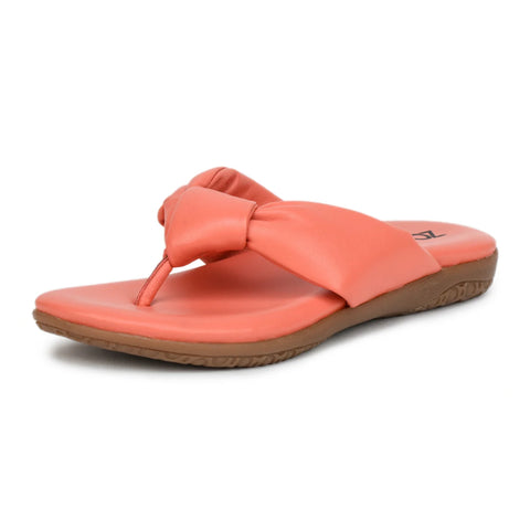 Women’s Leather Slippers L 132 – V-Toe Tie Knot Design with Cushioned Insole
