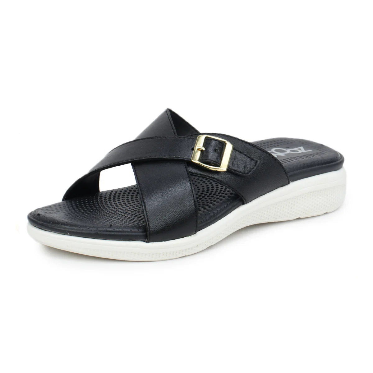 Women’s Leather Slippers 7515 – Criss-Cross Buckle Design - Zoom Shoes India