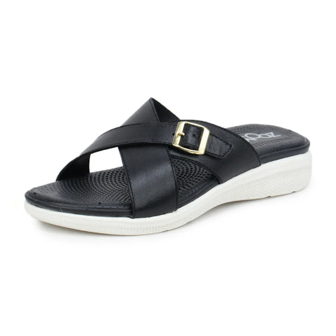 Women’s Leather Slippers 7515 – Criss-Cross Buckle Design