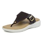 Leather Slippers For Women 7525 – V-Toe Monk Strap Flats with Cushioned Insole - Zoom Shoes India