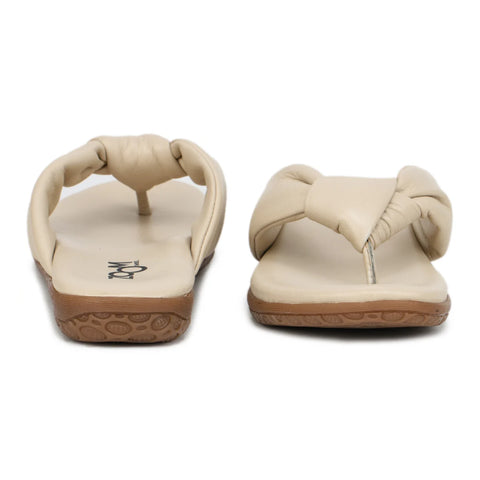 Women’s Leather Slippers L 132 – V-Toe Tie Knot Design with Cushioned Insole