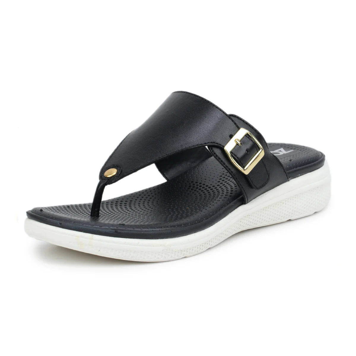 Leather Slippers For Women 7525 – V-Toe Monk Strap Flats with Cushioned Insole - Zoom Shoes India