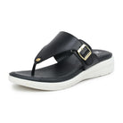 Leather Slippers For Women 7525 – V-Toe Monk Strap Flats with Cushioned Insole - Zoom Shoes India