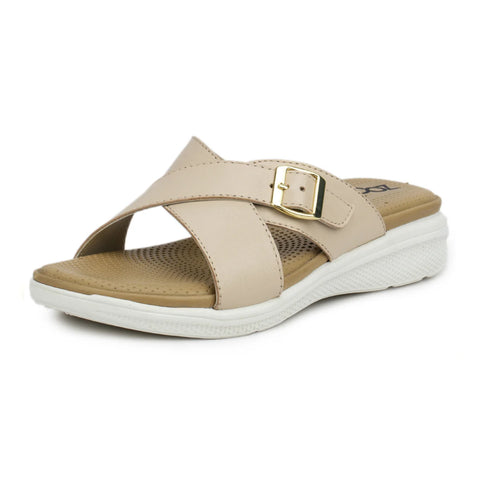 Women’s Leather Slippers 7515 – Criss-Cross Buckle Design