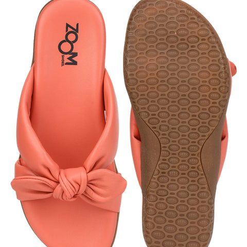 Elegant Women's Leather Slippers with Knot Tie Design L 135