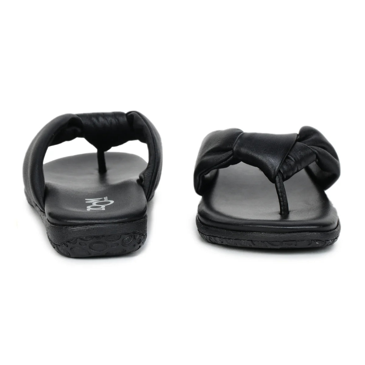 Women’s Leather Slippers L 132 – V-Toe Tie Knot Design with Cushioned Insole - Zoom Shoes India