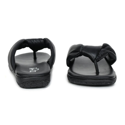 Women’s Leather Slippers L 132 – V-Toe Tie Knot Design with Cushioned Insole