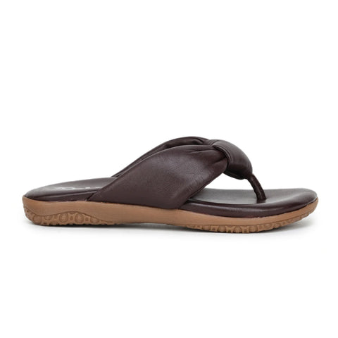 Women’s Leather Slippers L 132 – V-Toe Tie Knot Design with Cushioned Insole