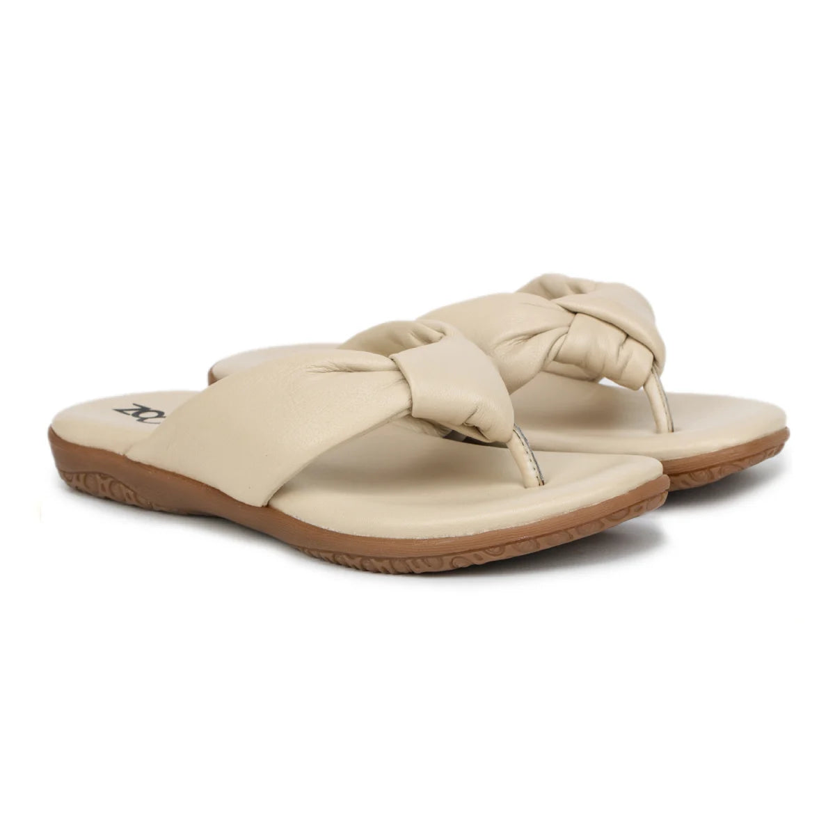 Women’s Leather Slippers L 132 – V-Toe Tie Knot Design with Cushioned Insole - Zoom Shoes India