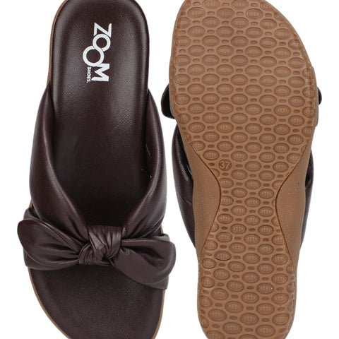 Elegant Women's Leather Slippers with Knot Tie Design L 135
