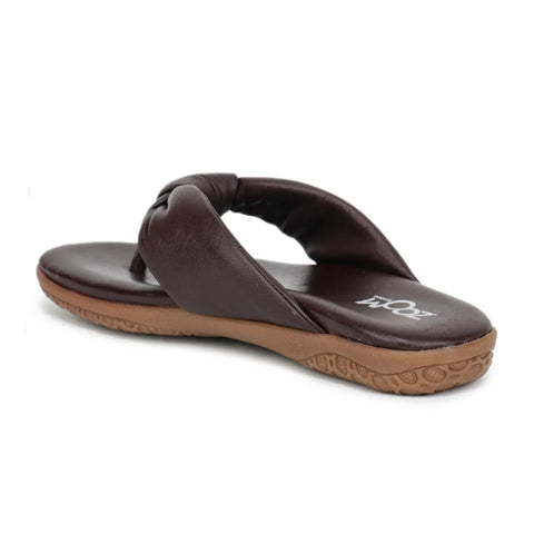 Women’s Leather Slippers L 132 – V-Toe Tie Knot Design with Cushioned Insole