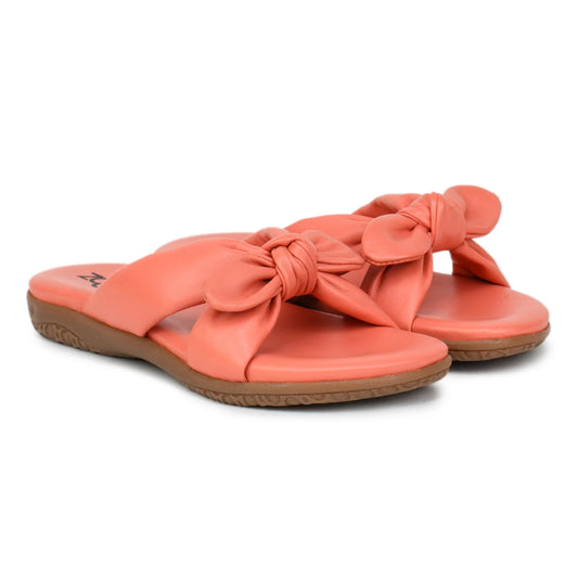 Elegant Women's Leather Slippers with Knot Tie Design L 135