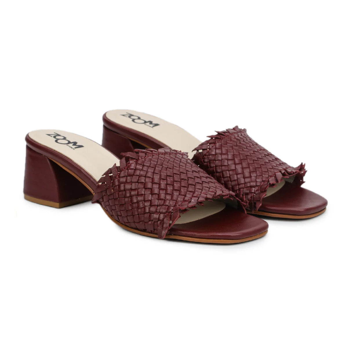 Chic Women's Flared Heel Slippers L701 with Weave Design – Zoom