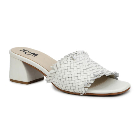 Chic Women's Flared Heel Slippers L701 with Weave Design