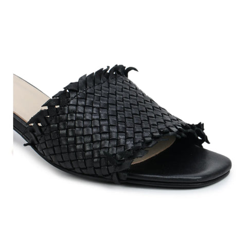 Chic Women's Flared Heel Slippers L701 with Weave Design