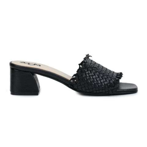 Chic Women's Flared Heel Slippers L701 with Weave Design