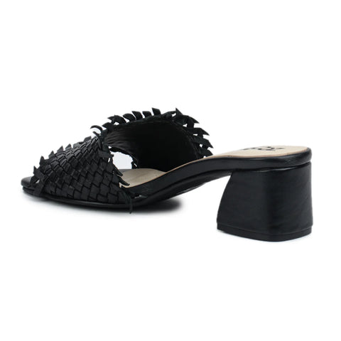 Chic Women's Flared Heel Slippers L701 with Weave Design