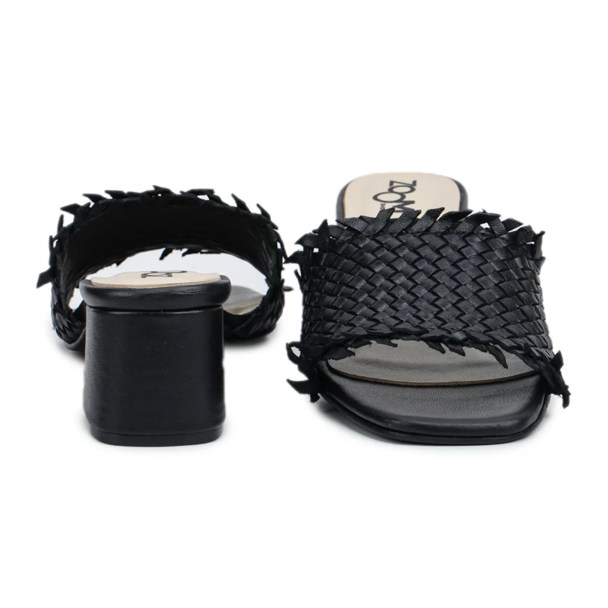 Chic Women's Flared Heel Slippers L701 with Weave Design - Zoom Shoes India