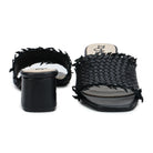 Chic Women's Flared Heel Slippers L701 with Weave Design - Zoom Shoes India