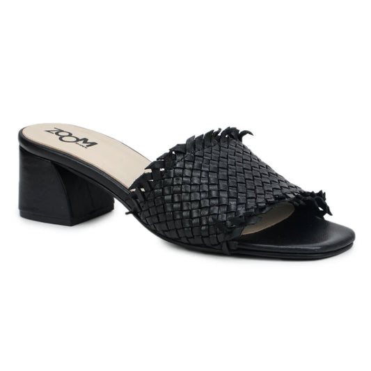 Chic Women's Flared Heel Slippers L701 with Weave Design