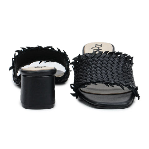 Chic Women's Flared Heel Slippers L701 with Weave Design