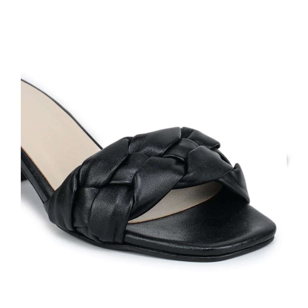 Leather Slippers For Women L 711 – Braid Design with Block Heels & Cushioned Insole - Zoom Shoes India