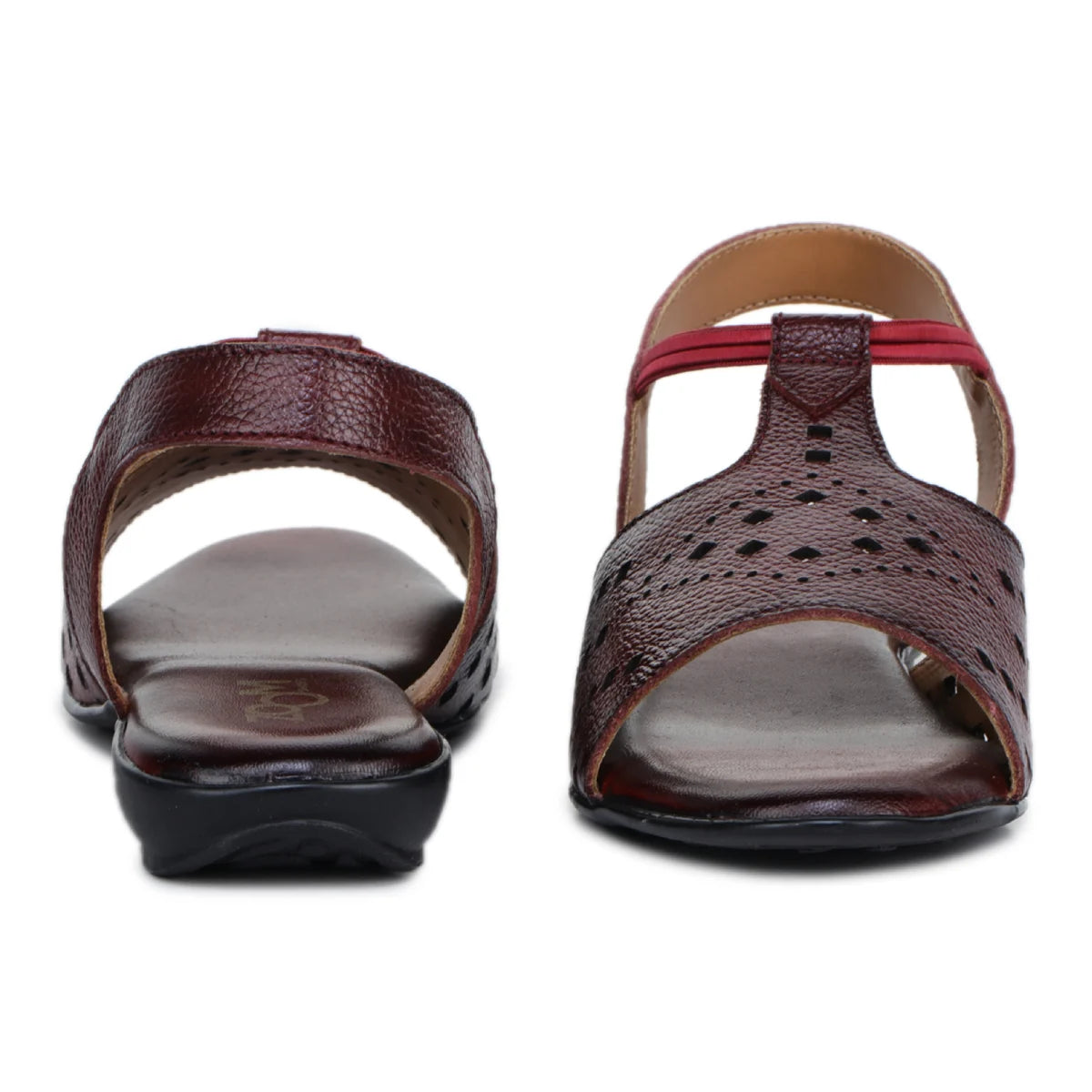Leather Sandals For Women L 648 – Thong Style with Brogue Detailing - Zoom Shoes India