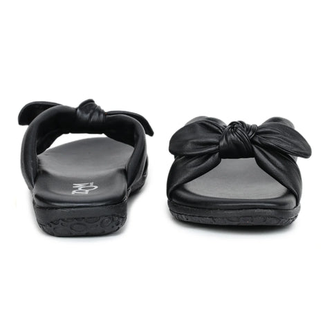 Elegant Women's Leather Slippers with Knot Tie Design L 135