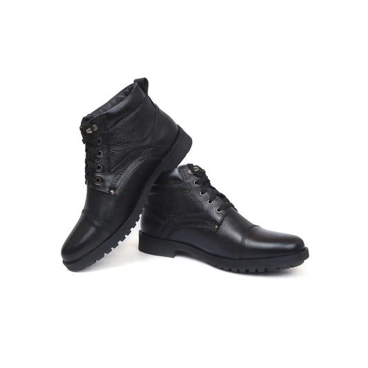 Fine-Grain Leather Lace-up High Ankle Boots 3051 for Men