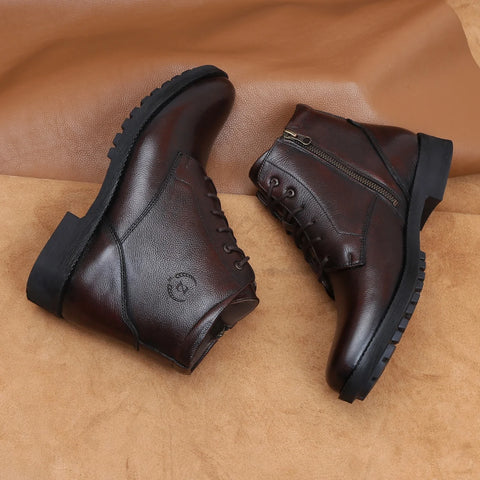 Men’s Leather Boots with Zipper 3572 | High Ankle Boots