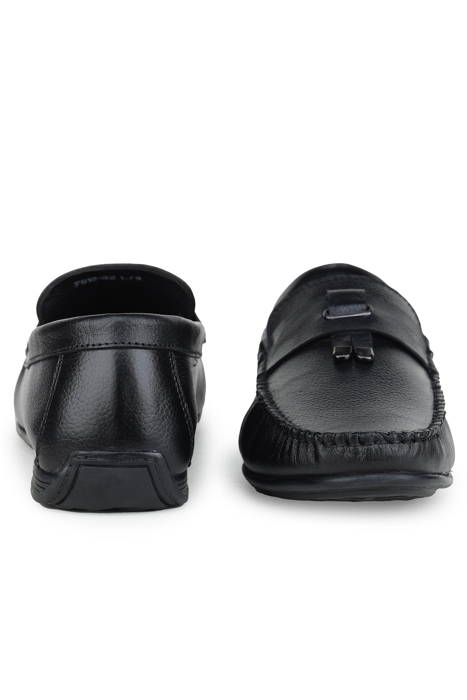 Men's Textured Leather Slip-On Loafers with Buckle Detail - 7012