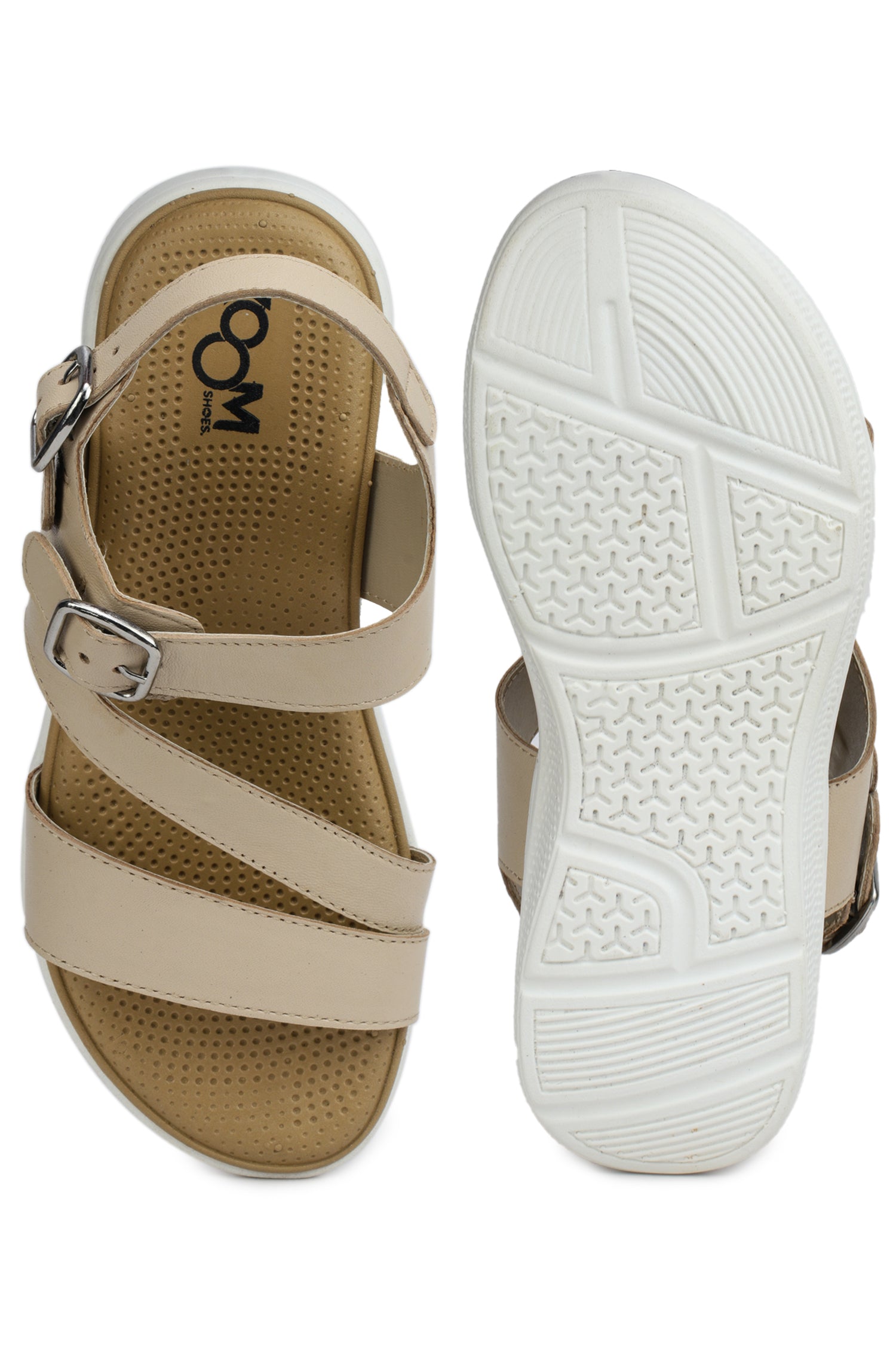 Women’s Genuine Leather Textured Low Ankle Casual Slip-On Sandals - 7575