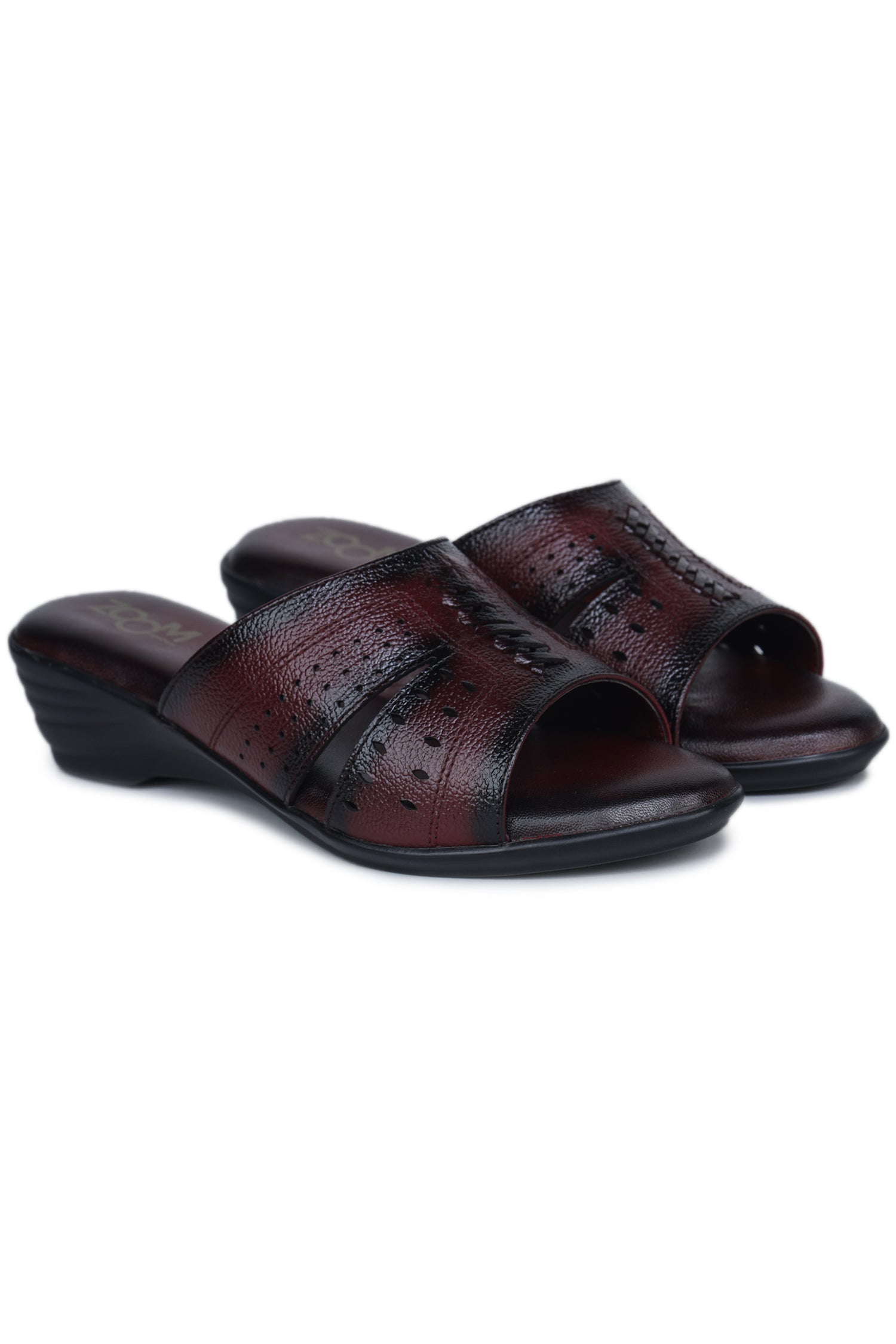 Women’s Textured Genuine Leather Low Ankle Casual Slip-On Comfort Sandals - 9125