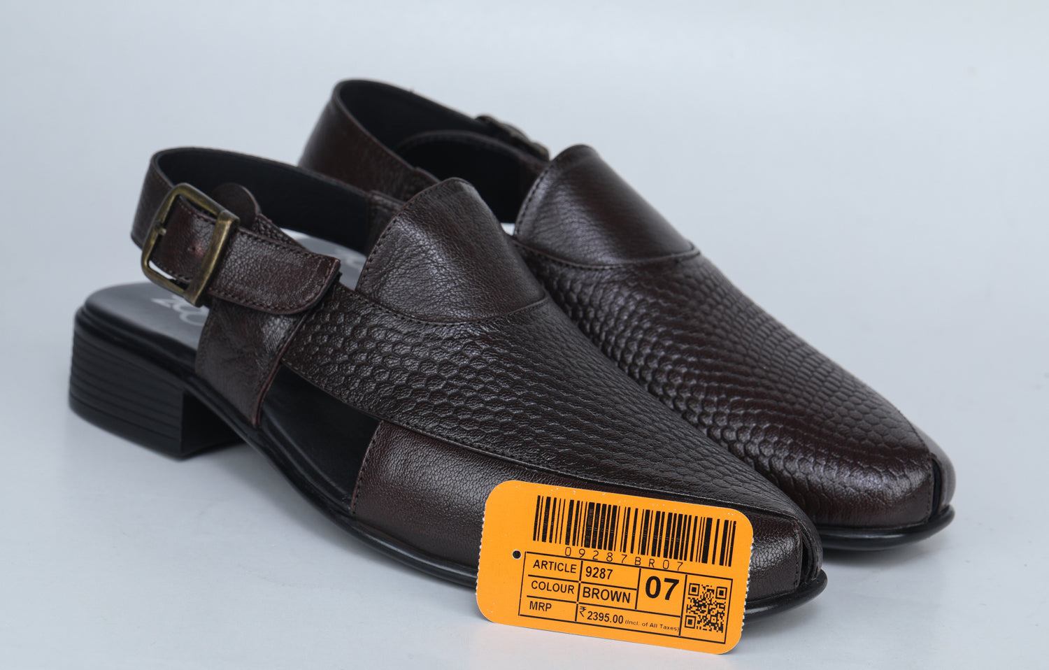 Men’s Textured Genuine Leather Low Ankle Slip-On Casual Slippers - 9287