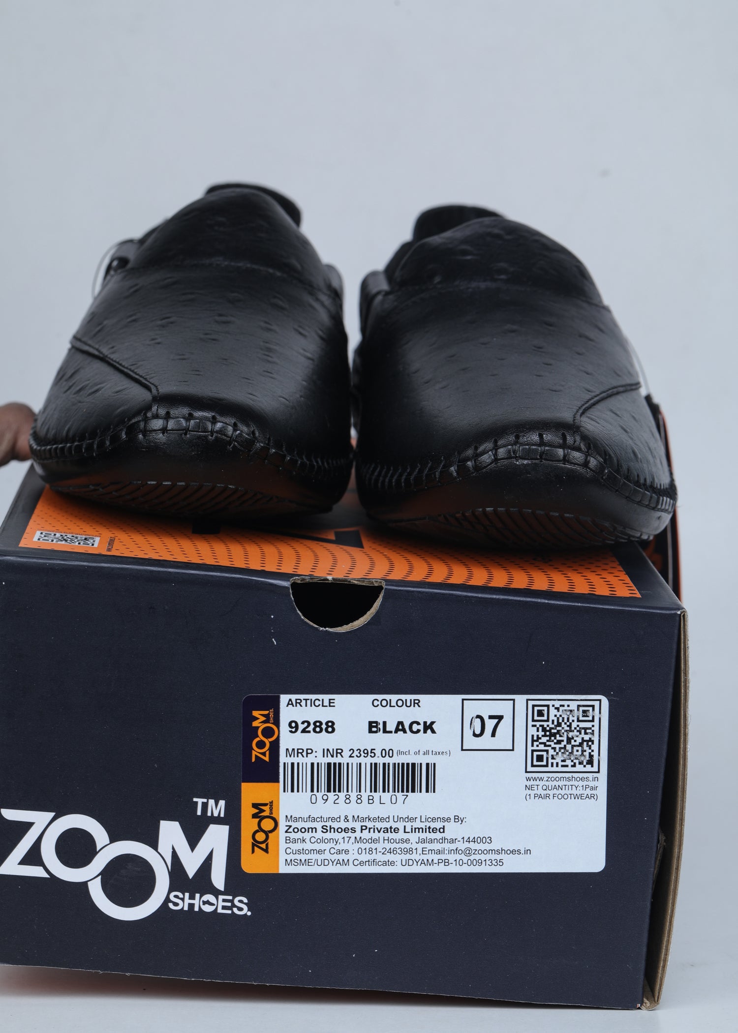 Men’s Premium Textured Genuine Leather Slip-On Slippers in Black - 9288