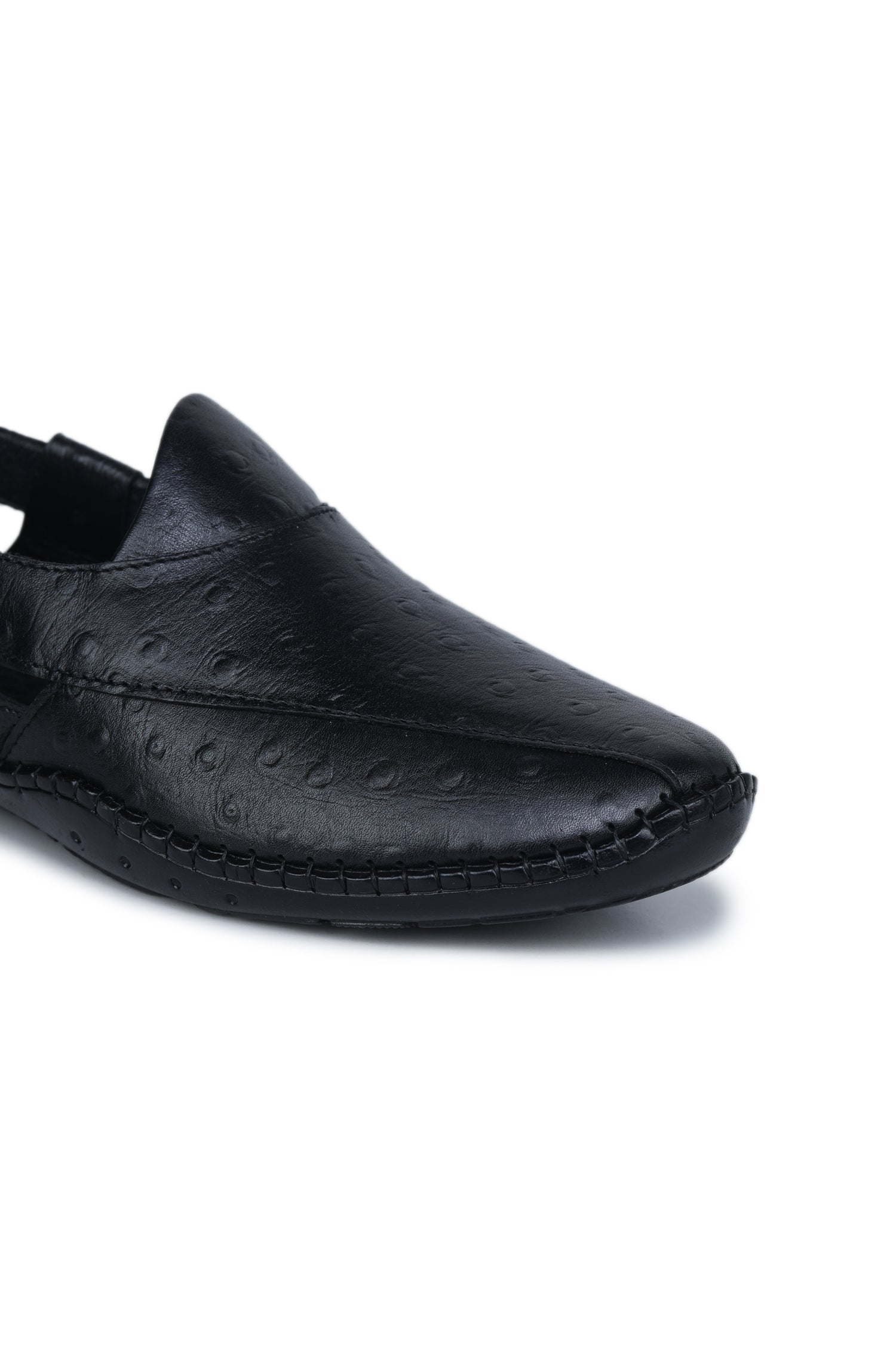 Men's Premium Textured Genuine Leather Slip-On Sandals - 9288