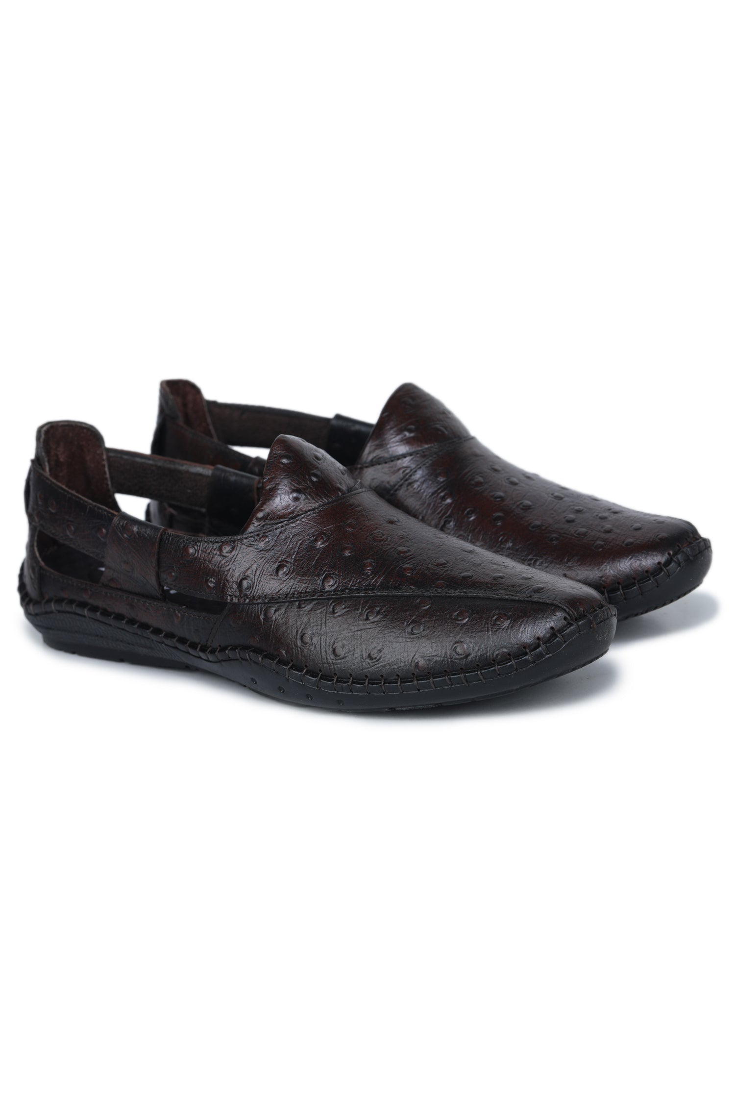 Men's Premium Textured Genuine Leather Slip-On Sandals - 9288